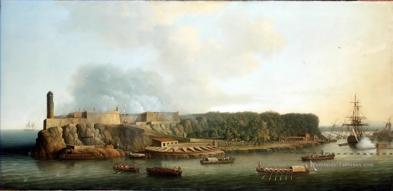 Dominic Serres l’Ancien La capture de La Havane 1762 Le château de Morro et la défense de Boom avant l’attaque Peintures à l'huile